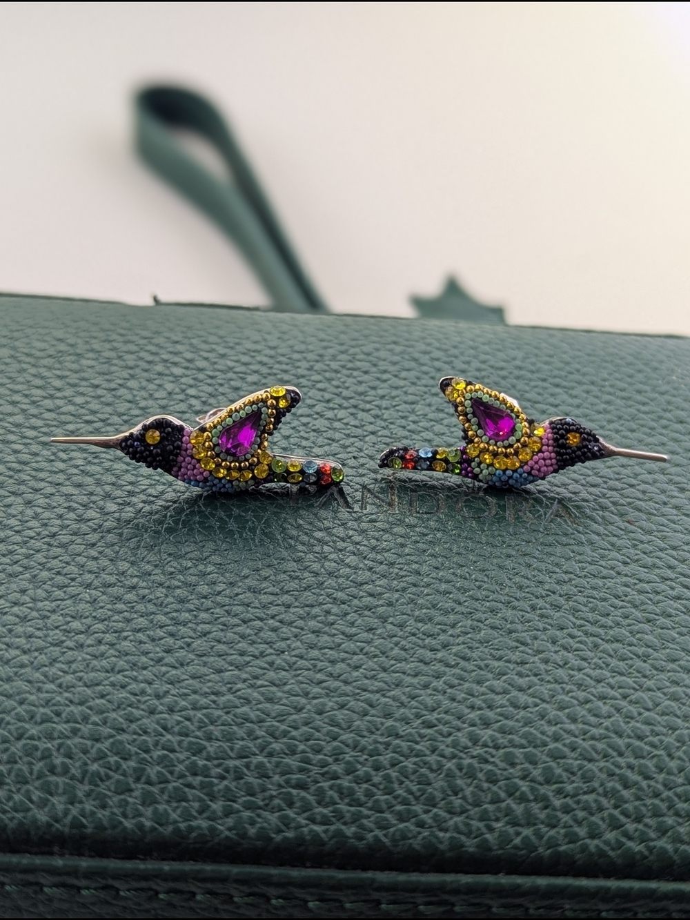 ✨ 925 Sterling Silver Beaded Crystal Hummingbird Stud Earrings ✨